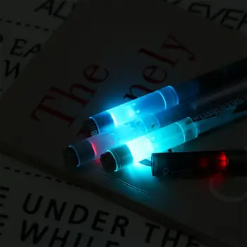 פלאש LED סוללה לחץ הקלה נייר מכתבים אור ספינינג עט המשחקים עט כדורי מסתובב ג ' ל עט משולש להפוך עט