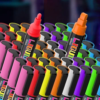 פלורסנט סמן העט נוזל גיר ניתן למחיקה LED לוח עטים 8 צבעים - 3/5 מ 