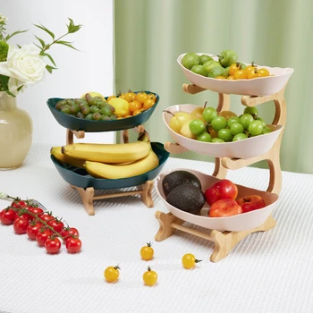 פלסטיק בסלון הבית שלוש שכבות צלחת פירות יצירתי מודרני פירות יבשים סל חטיף צלחת צלחת הממתקים