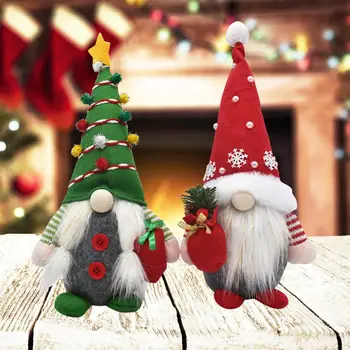 פנים בובות קישוט חג המולד חגיגי Gnome קישוטים המושך את העין, קישוטים למסיבות בית עם הביצוע בסדר רך