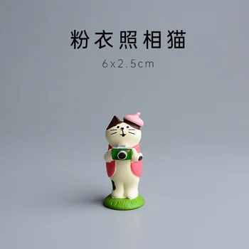 פסל חתול יצירתי יפני עיצוב הבית שרף מיניאטורי בובות ואביזרים בעבודת יד מלאכה מלאכותית אמנות מודרנית מודל צעצועים