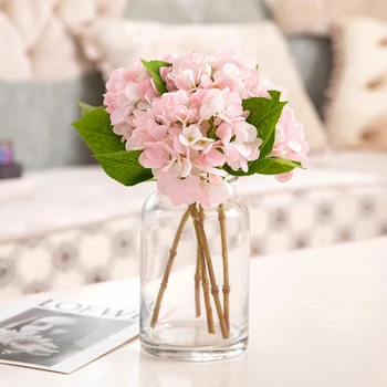 פרחים מלאכותיים הידראנגאה סניף הביתה יום הולדת חתונה קישוט משי פרח פלסטיק מזויף פרח המפלגה קישוט החדר