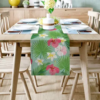 צמחים טרופיים פרח פשתן שולחן רצים שולחן מטבח קישוט החווה לשימוש חוזר שולחן האוכל רצים מסיבת החג עיצוב