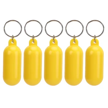 צפה מפתח טבעת פלסטיק צהוב צף מחזיק מפתחות יפה מראה בהיר אומנות מעולה עבור שיט, דייג