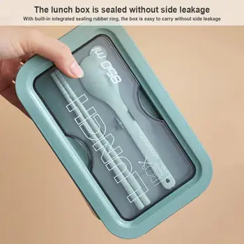 קופסת בנטו בצורת חום עמיד למיקרוגל פרסום בנטו בוקס עם צ ' ופסטיקס אטום חילק את קופסת ארוחת הצהריים עבור עובד משרד