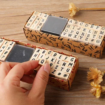 קוריאני חבילה של 40 עץ אלפאנומריים בולים אות בולים עבור DIY מלאכה כרטיסי עיצוב אלבומים אספקה עם חותמות