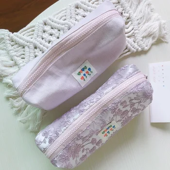 קוריאני קטן השקית קוסמטיים לנשים מיני חמוד איפור בד כותנה תיק כלי הרחצה תלמידים קלמר יומן כיס עבור מברשות