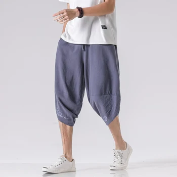 קיץ גברים רחב הרגל לחצות ישר מכנסיים גברים Harajuku סגנון Oversize עגל-אורך המכנסיים זכר אופנת רחוב מכנסיים גדול גודל 5XL