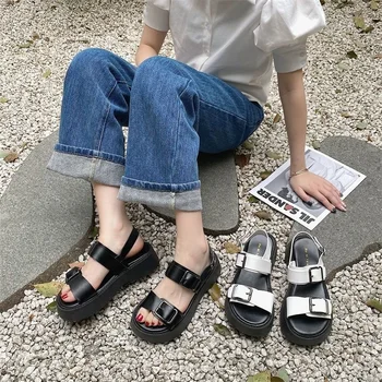 קיץ סנדלי נעלי נשים טריז פלטפורמת בוהן פתוח סנדלי אישה עקבים נעליים מזדמנים גברת אופנה נשית Sandalias Mujer