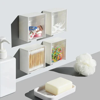 קיר רכוב מגירה המארגנים פלסטיק גפן אחסון בעל שקוף-ציפורניים חינם Creative עיצוב הבית אמבטיה חדר השינה