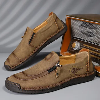 קלאסיקה של גברים נעליים מזדמנים חיצוני שטוח תחתית נהיגה נעליים באיכות גבוהה רוכסן לגברים נעלי נעליים בעבודת יד לגברים נעלי שמלה