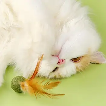 קסם חתול הביצים למאכל חתלתול נפית החתולים נוצה כדור לחתול צעצועים ללקק בטוח בריא חתלתול ללעוס צעצועים ניקוי שיניים לחתול מתייחס מחמד