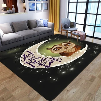 קריקטורה חמוד ינשוף תבנית שטיחים עבור הסלון חדר השינה שטיחים שטח לילדים לשחק הרצפה שטיח רך פלנל מודפס 3D הביתה שטיח גדול
