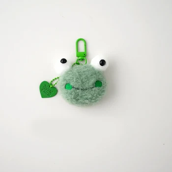 קריקטורה חמוד עם עיניים גדולות ירוק קטן צפרדע צעצועים קטיפה מחזיק מפתחות עם תליון יצירתי ההגירה Kawaii קטן צפרדע תרמיל תליון בנות מתנות