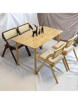 קש כיסא מתקפל פנאי משענת המחשב אוכל עץ מלא על הכיסא במרפסת שולחן אור יוקרה נורדי Homestay הכיסא הנייד