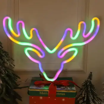 ראש הצבי ניאון ניאון הובילו אור עיצוב ייחודי צבי צורת הראש Usb/מופעל על סוללה נמוך-צריכת חשמל חג המולד מנורת Led