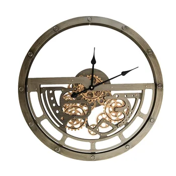 רטרו ברזל אמנות פשוטה שעון קיר יצירתי Metal Gear השעון הביתה קיר סלון רטרו בעידן התעשייתי, סגנון קישוט המתנה הטובה ביותר.