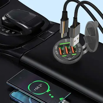 רכב מטען לטלפון QC3.0-USB מטען עם 3 יציאות טעינה מהירה Plug עבור לוח GPS טלפון נייד ומכשירים אלקטרוניים אחרים