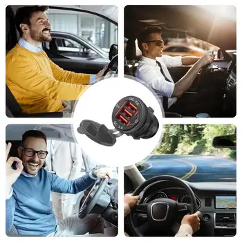 רכב מטען לטלפון נייד 3-יציאות QC3.0 מתאם USB Plug עם מתג אביזרי רכב עבור נשים/גברים מהיר טעינת תקע GPS
