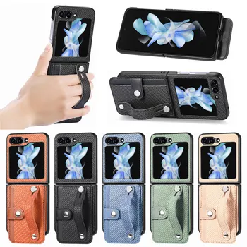 רצועת יד רב תכליתי הכנסת כרטיס הארנק טלפון Case For Samsung Galaxy Z Flip 5 מוסתר סוגר ליפול הגנה שרוול