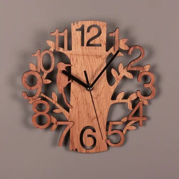 שכבה כפולה תלת מימדי ציפור שעון קיר ביתיים מעץ יצירתי שעון קיר שעון קיר בעיצוב מודרני שעונים עיצוב הבית