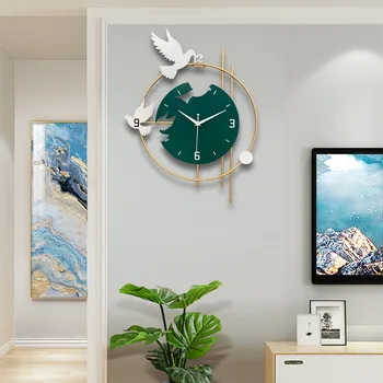 שעון,נורדי אור יוקרה בסגנון ברזל שעון קיר עם תמונה אישית מסגרות לקישוט הקיר