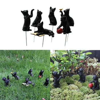 שרף חתול מקסים פיסול דמויות הדשא יתד גן חיצוני קישוט קישוט תואמים עבור ערוגות השנה