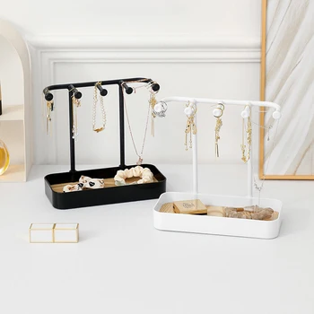תכשיטי אופנה ארגונית תצוגה עגילים שרשראות תכשיטים אחסון חזה עם בסיס עץ צמיד תלוי בעל