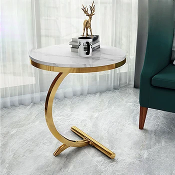 יוקרתי משיש ספה שולחן צד הפינה שולחן הסלון הספה קצה המיטה שולחן עגול קטן שולחן קפה