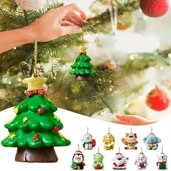 2D שרף חג המולד חיה תלוי תליוני עץ חג המולד שמח תפאורה שמחה ילד נואל אייל קלאוס קישוט מתנה שלג חג המולד K4B6