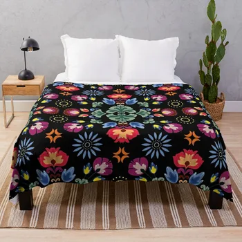 פיאסטה פולק שחור לזרוק שמיכה Flannels שמיכה מעצב שמיכות שמיכות הספה